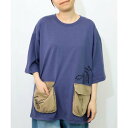 スカラー ScoLar ヒーローごっこ刺繍 ポケット付きドロストTシャツ (パープル)