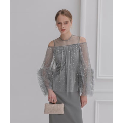 レジャ Leja ドットストーンオフショルIラインワンピースドレスワンピース2点セット美脚効果結婚式 パーティードレス 成人式 二次会 同窓会 お呼ばれ オケージョン 20代 30代 40代 （GRAY）