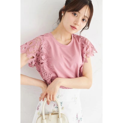 トッコクローゼット tocco closet 接触冷感♪リボン×フラワーレース装飾カットソープルオーバー トッコクローゼット tocco closet 接触冷感♪リボン×フラワーレース装飾カットソープルオーバー