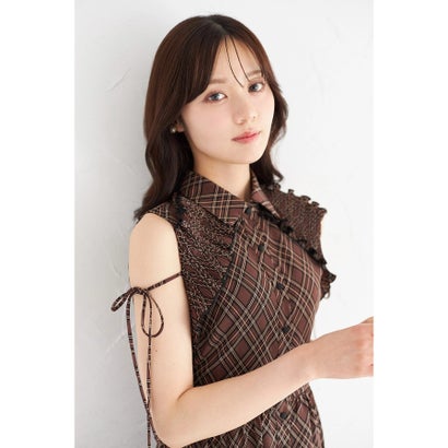トッコクローゼット tocco closet リボン付きプリーツフリル切り替えチェック柄シャツワンピース トッコクローゼット tocco closet リボン付きプリーツフリル切り替えチェック柄シャツワンピース