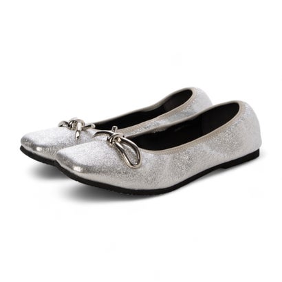 パラディクルール PARADIS COULEUR スクエアトウメタルリボンバレエシューズ （シルバー）
