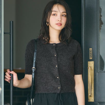 コカ coca ゴールドボタン 半袖ニットカーディガン （Charcoal）のサムネイル