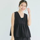 コカ coca フロッキードットペプラムベスト (Black)