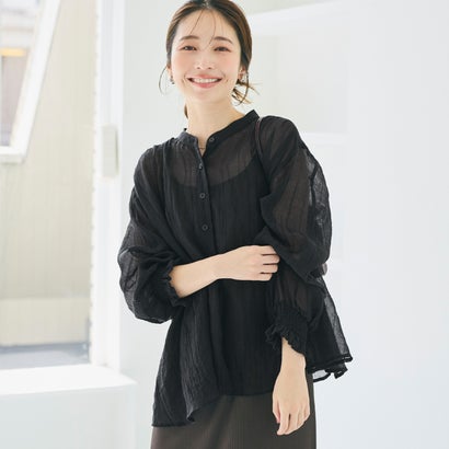コカ coca シアーギャザーAラインブラウス （Black）のサムネイル