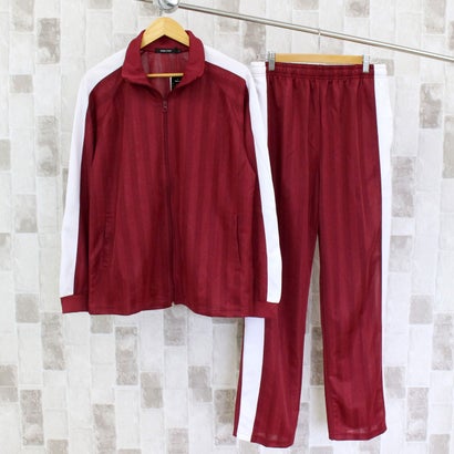 トップイズム TopIsm ジャージ セットアップ 上下セット メンズ シャドーストライプ ブリスター トラックジャケット パンツ サイドライン シンプル 男女兼用 ユニセックス （5-ワイン×ホワイ