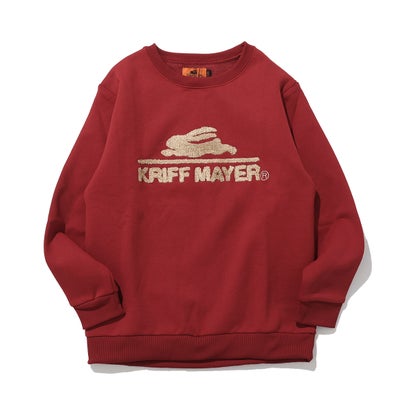 《KRIFF MAYER 2025秋冬アイテム「サガラ刺繍裏起毛クルー(ロゴ)」》ふんわりとした柔らかい肌ざわりで、お子さまにも気持ちよく着ていただけるクルーネックのスウェットです。裏地はしっかりと起毛されており、保温性もばっちり。寒い日のお出かけや通学にも安心して着せられます。繊維の特性により、洗濯後も乾きやすく、冬場のお洗濯にも適しています。保護者の方にも嬉しい、お手入れのしやすさです。KRIFF MAYERのアイコンであるロゴとフライングラビットをサガラ刺繍しました。メンズ（品番:2523103)・レディース(品番:W2527817)・ドッグ(品番:D2527809)、大型犬用(品番:D2527809B)も展開しているので、家族全員でお揃いを楽しんでいただけるアイテムです。小学校低学年〜高学年の、キッズ〜ジュニアサイズに加え、メンズSサイズ以下だけどキッズの160cmでもない。。。そんな微妙な時期のお子様に対応する170cmまで！-------------------------シルエット：スタンダード生地の厚さ：普通透け感：なし伸縮性：ありケア方法：洗濯機洗い可（ネット使用）-------------------------●KRIFF MAYER（クリフメイヤー）家族みんなの毎日に楽しさと笑顔をお届けしたい。クリフメイヤーの服にはそんな思いがたくさん詰め込まれています。メンズ・レディース・キッズ、更にドッグウェアまで展開。何気ない日々が特別な思い出に変わる瞬間を演出する、ベーシックかつオリジナリティーあふれる新しいデイリーウエアを提案します。こちらはアウトレット品です。主にはシーズン落ちの新品になりますが、中には細かな傷やシワ、若干の色落ち等がある場合がございます（訳あり品を除く）。120 : 【着丈】48cm / 【肩幅】33.5cm / 【胸囲】78cm / 【袖丈】42cm別カラーはこちら！ マルチカラー(MULTI-COL)　ブラウン(BROWN)　ブラック(CHARCOAL)　パープル(PURPLE)　ホワイト(NATURAL)　グリーン(GREEN)　ベージュ(BEIGE)