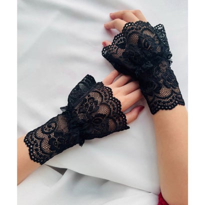 ミニミニストア miniministore レース 付けカフス レディース 重ね着風 （ブラック）(4)