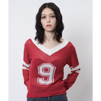 スパイラルガール SPIRALGIRL スポーティーナンバーショートニット （レッド）