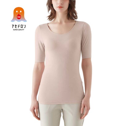 アセドロン アセドロン 【薄手×吸湿発熱】「冬の汗冷え対策」5分袖インナー （ベージュ）