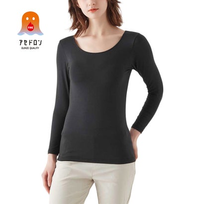 アセドロン アセドロン 【薄手×吸湿発熱】「冬の汗冷え対策」8分袖インナー （ブラック）