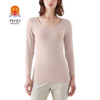 アセドロン アセドロン 【薄手×吸湿発熱】「冬の汗冷え対策」8分袖インナー （ベージュ）