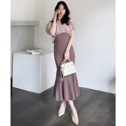 ロイヤルパーティー ROYAL PARTY シフォンブラウスドッキングニットマーメイドワンピース （モカ）