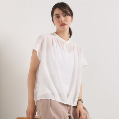 イッツデモ ITS'DEMO 【手洗い可】シアー裾タックブラウス （オフホワイト(003)）(4)