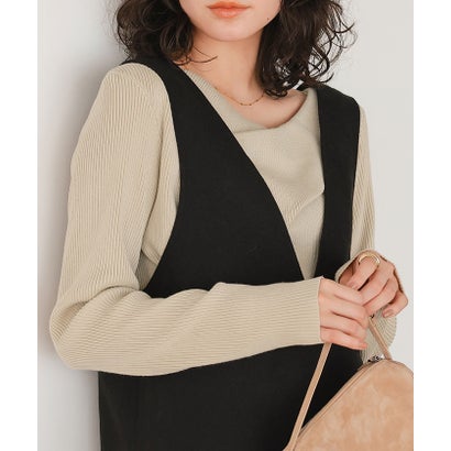 ティティベイト titivate オフショルダーリブニットトップス （ライトベージュ）のサムネイル