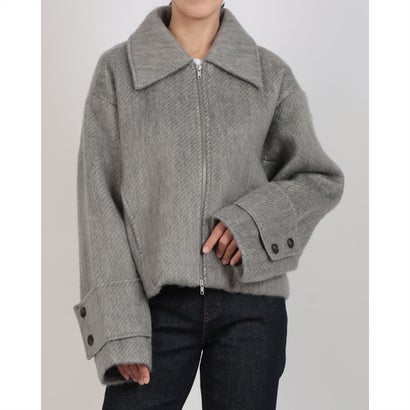 メゾンブリーズレヴール MAISON BREEZE reveur シャギー 襟付きビッグタブショートブルゾン DTK （グレ..