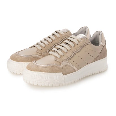 クシェリ QUSHELI ローカットレースアップレザースニーカー （ベージュコンビ）