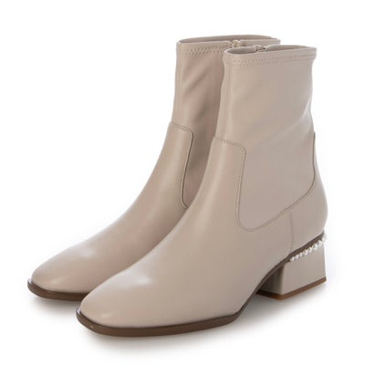 パラディクルール PARADIS COULEUR パールヒールストレッチショートブーツ （アイボリー）