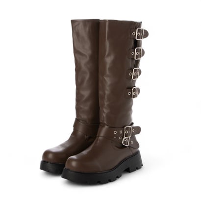 アタガール attagirl ベルトデザインバイカーブーツ （ダークブラウンスムース）