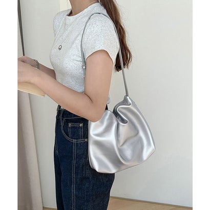 ミニミニストア miniministore ショルダーバッグ 韓国風 ギャザーバッグ （シルバー）