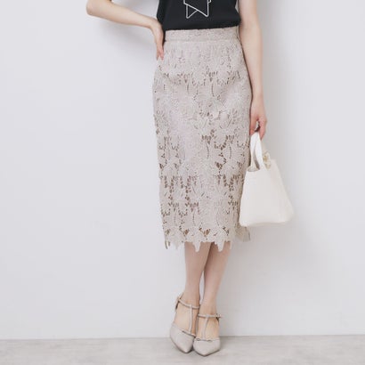 インデックス index 《S-3Lサイズ》バイカラーレースタイトスカート【洗濯機洗い可】 （グレージュ(050)）のサムネイル