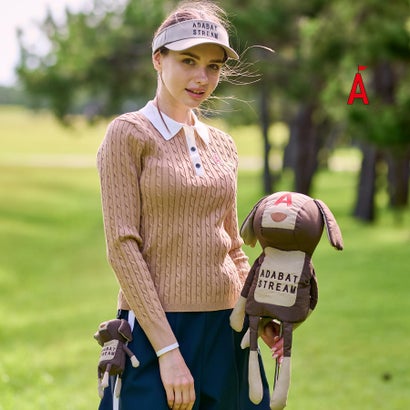 アダバット ストリーム ADABAT STREAM ケーブルニットクレリックポロシャツ （ベージュ(052)）