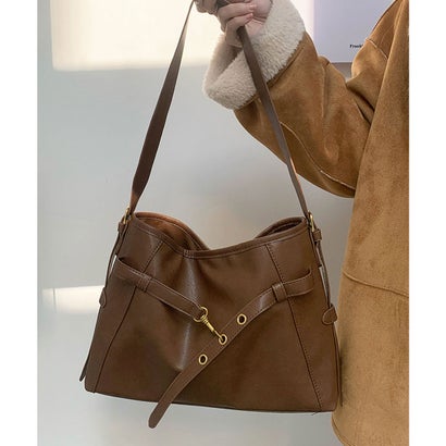 フロージュ florge 【軽量】ベルトデザイントートバッグ/ショルダーバッグ （ブラウン）