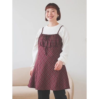 リジェイ&スプル Re-J&SUPURE チェック柄キャミチュニックワンピース (茶) リジェイ&スプル Re-J&SUPURE チェック柄キャミチュニックワンピース (茶)