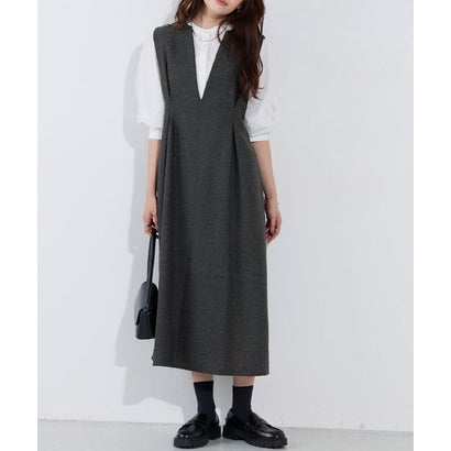 選べる柄タックジャンパースカート （ヘリンボーンB/Dチャコール）