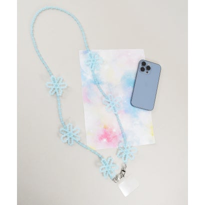 スタイロ styiro お花ビーズスマホショルダーストラップ(120cm) （ライトブルー）