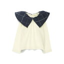 ブランシェス branshes 【おそろい】チェック襟付き長袖Tシャツ (ネイビーブルー)