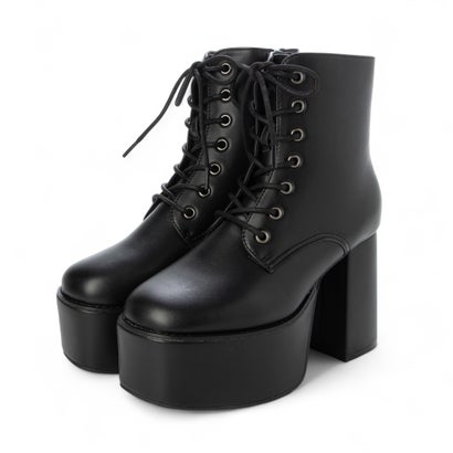 デメテル DEMETER 厚底 プラットフォーム レースアップブーツ （ブラック/スムース）
