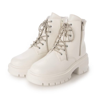 ハイガール Higirl ラインストーンレースアップブーツ （ホワイトスムース）
