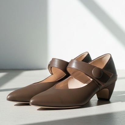 ヒップス HIPS 【本革】ボタンベルトパンプス （カーキ）