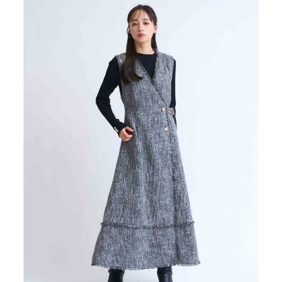 ノエラ NOELA フリンジラインツイードワンピース （ブラック）