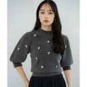 ノエラ NOELA 【WEB限定カラーあり】シャギービジューニット (チャコールグレー)