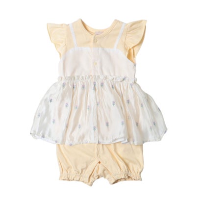 プティマイン petit main キャミ刺繍カバーオール【返品不可商品】 （キイロ）