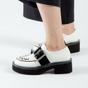 オールブラック ALL BLACK 【本革/厚底 】バックル付きマニッシュシューズ (ホワイト)