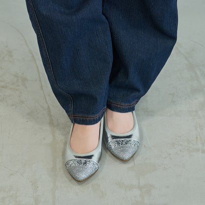 モード エ ジャコモ カリーノ MODE ET JACOMO carino ポインテッドトゥウエッジヒールパンプス （シルバーコンビ）