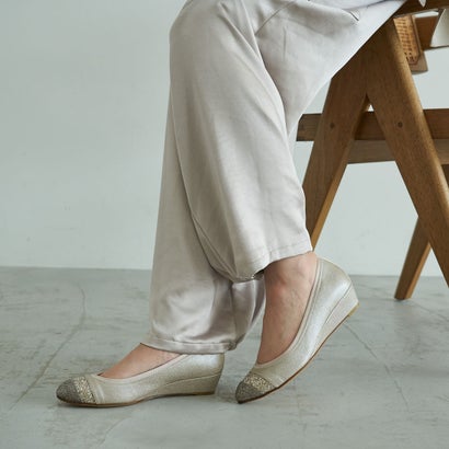 モード エ ジャコモ カリーノ MODE ET JACOMO carino ポインテッドトゥウエッジヒールパンプス （ゴールドコンビ）