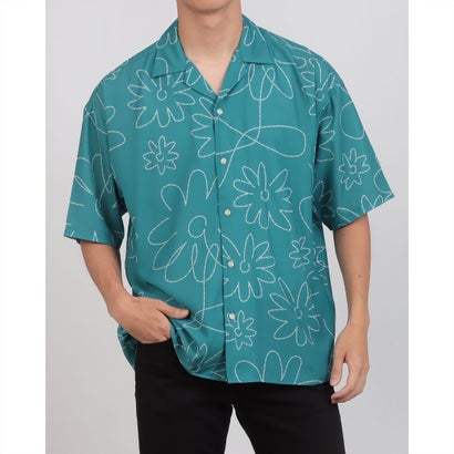 ローカスト LOCUST 冷感フラワーオープンカラーシャツ (green)