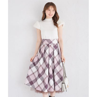 トッコクローゼット tocco closet 3WAYリボン付き後ろチュールフリル切り替えチェックプリントツイードスカートのサムネイル
