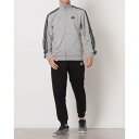 アディダス adidas メンズ ジャージ上下セット ベーシック スリーストライプス フレンチテリー トラックスーツ IC6748 (medium grey heather/black)