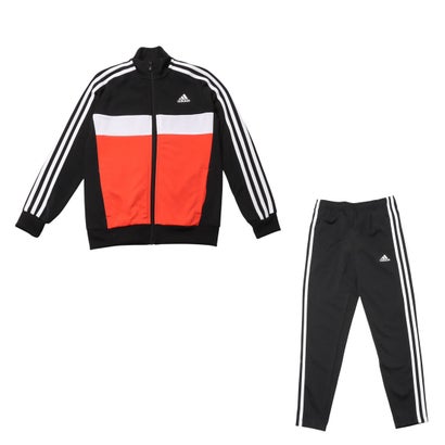 アディダス adidas ジュニア ジャージ上下セット エッセンシャルズ スリーストライプス ティベリオ トラックスーツ IY1795 （black/bright red/white）