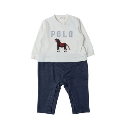 プティマイン petit main 【POLO BCS】アップリケ長袖カバーオール【返品不可商品】 （オフホワイト）