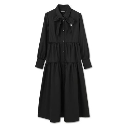 マリークワント MARY QUANT シャツリボン ワンピース (ブラック)