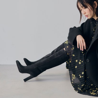 セヴン トゥエルヴ サーティ SEVEN TWELVE THIRTY スタックヒールセミルーズロングブーツ （ブラックヌバック）