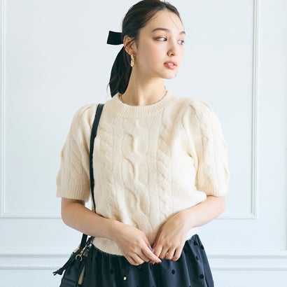 コカ coca ヤク風ケーブル半袖ニット （Ivory）のサムネイル