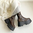 シューズインクローゼット Shoes in Closet -シュークロ- 厚底トリプルソール ストレッチ フィット ロング ブーツ 2895 (ダークブラウン/スムース)
