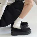 シューズインクローゼット Shoes in Closet -シュークロ- 厚底 2段ソール シンプル コインローファー 1891 (ブラック/スウェード)