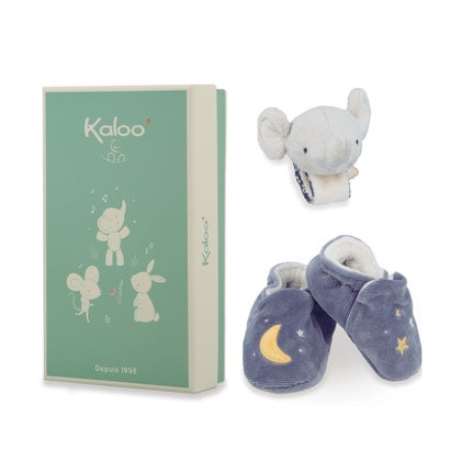 カルー Kaloo プティシャンソン ギフトセット/リストラトル&ルームシューズ【返品不可商品】 （エレファント）
